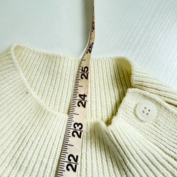 NWOT LOFT Breton Stripe Mock-Neck Sweater w/ Button Shoulder – M - Picture 4 of 8
